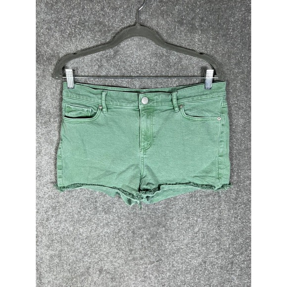 LOFT Cut Off Denim Jean Shorts Womens‎ Size 6 Stretch 3" Inseam Green - Picture 1 of 12